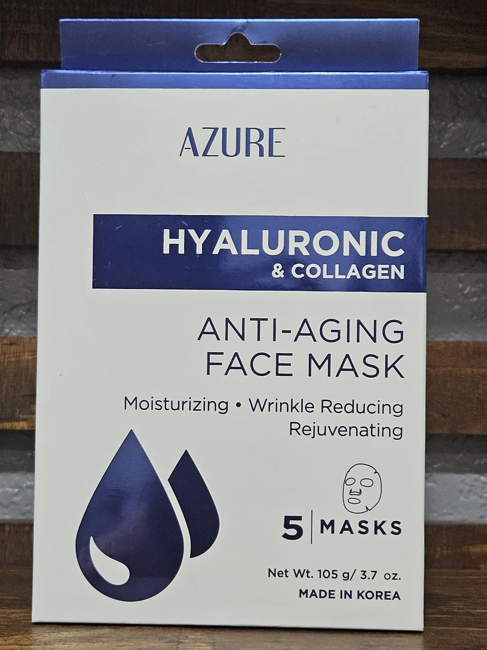 Azure Hyaluronic & Collagen Anti-Aging Face Mask - Blue (5 Masks)